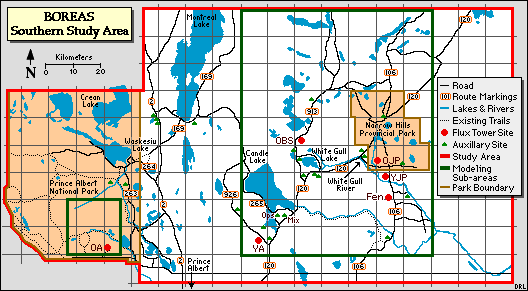Map of the BOREAS Southern Study Area