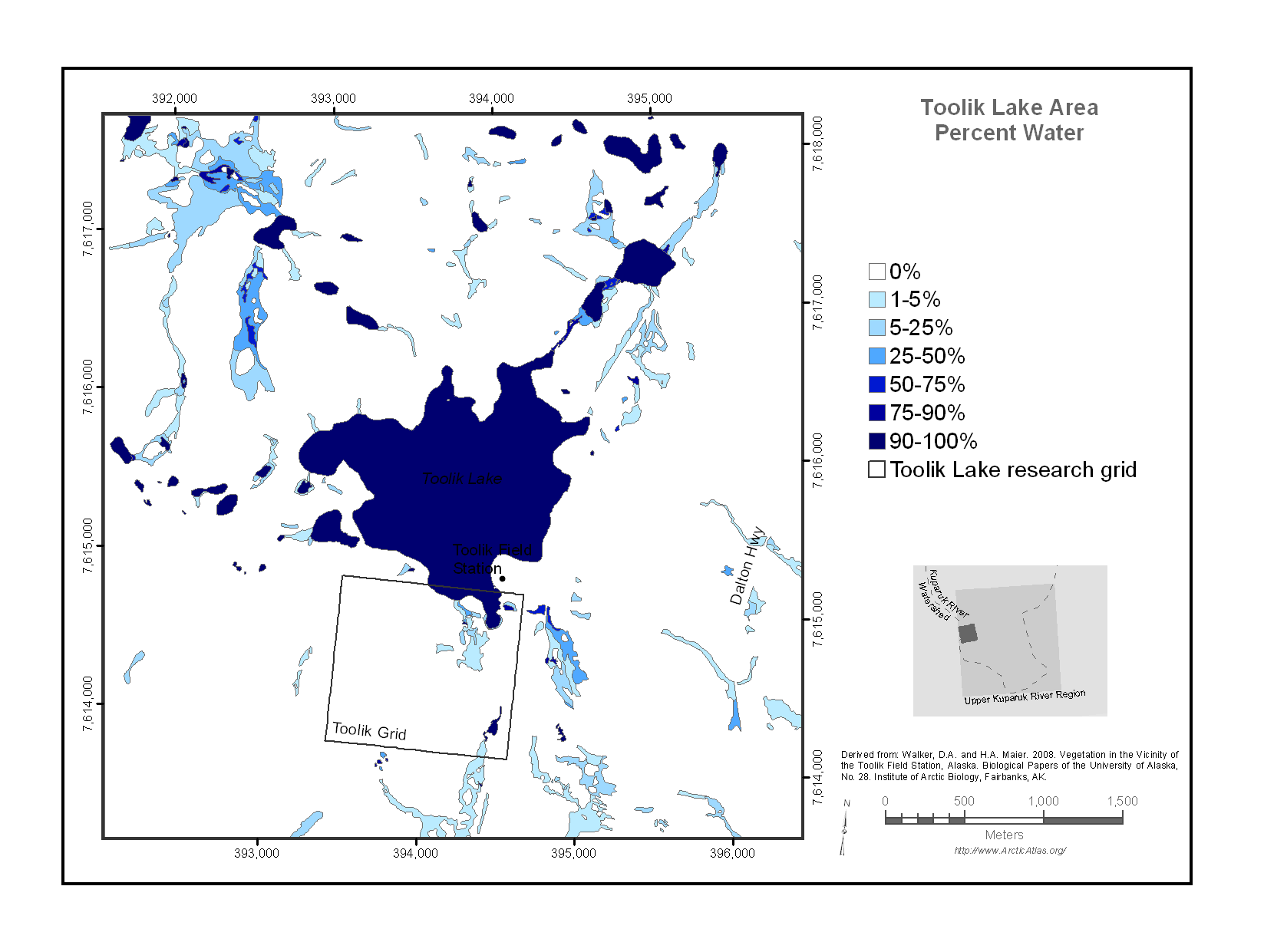 The Toolik Lake Area Percent Water Map