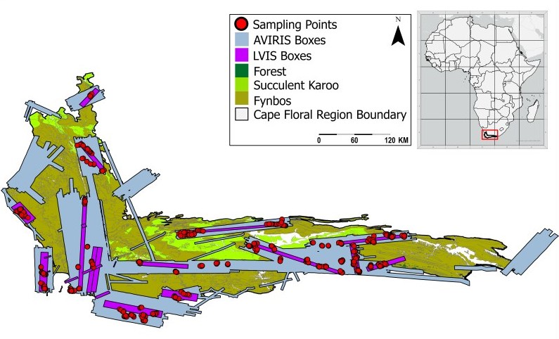 Sample sites with imagery flight boxes