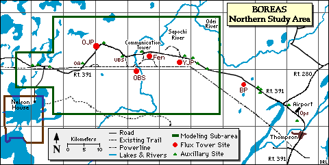 Map of the BOREAS Northern Study Area