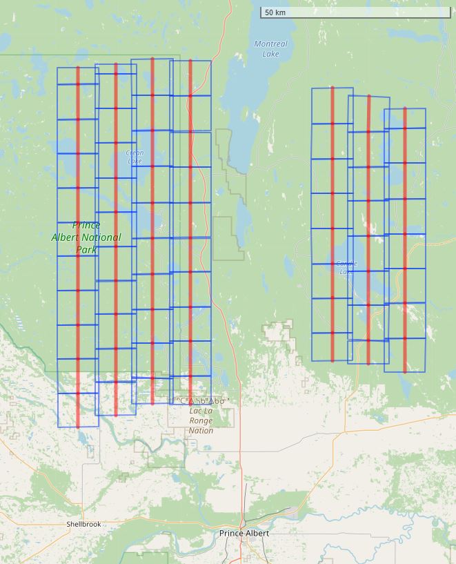 Flightlines and scene imagery footprints