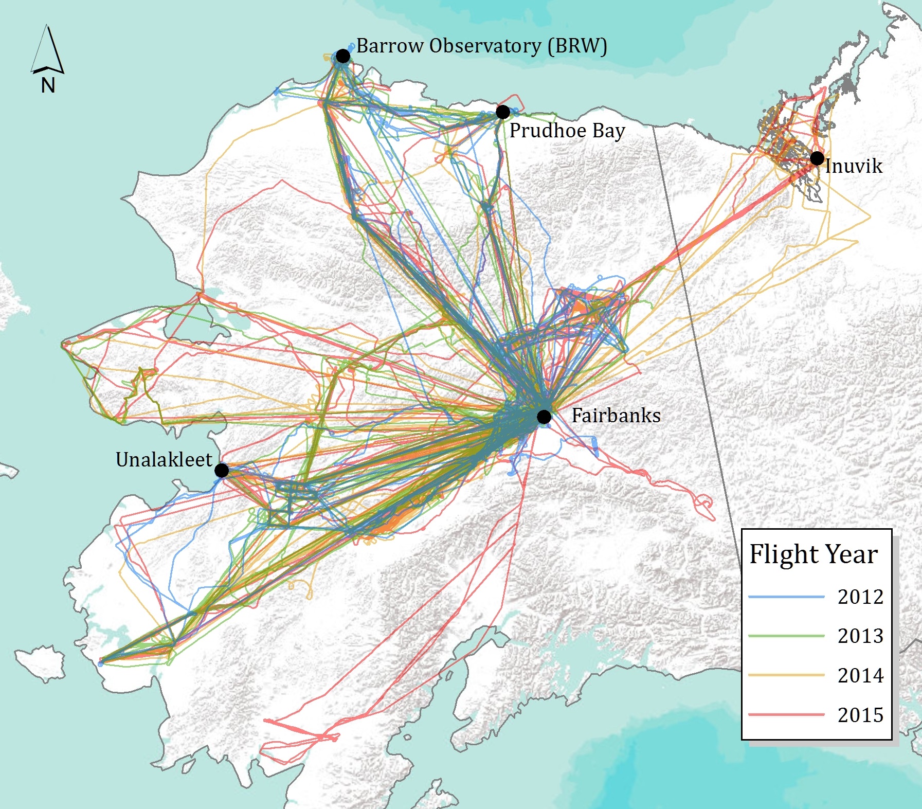CARVE flight paths 2012 - 2015