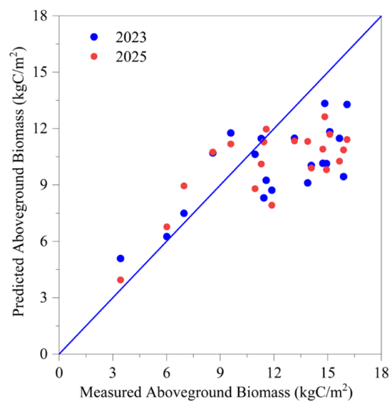 Predicted AGB vs. field measurements