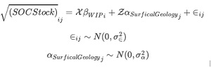 Equation used to derive SOC stocks