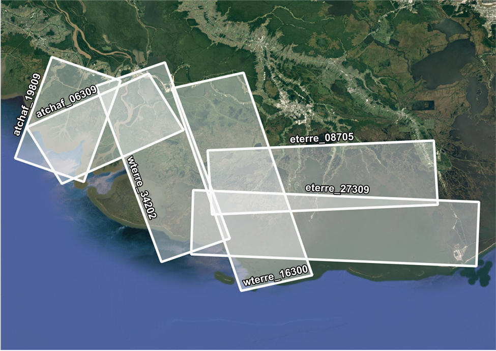 Spatial coverage of UAVSAR flight lines.