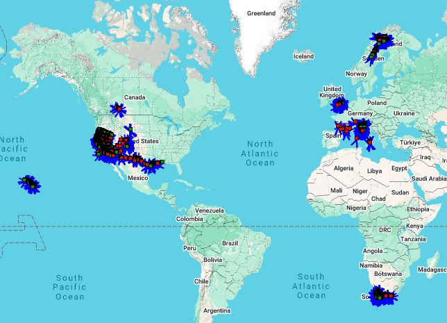 Global map of HyTES deployments