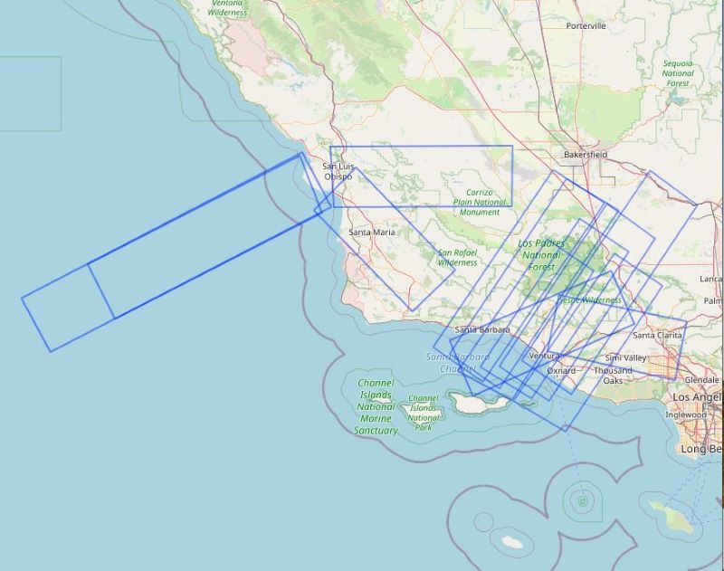 Flight tracks over California