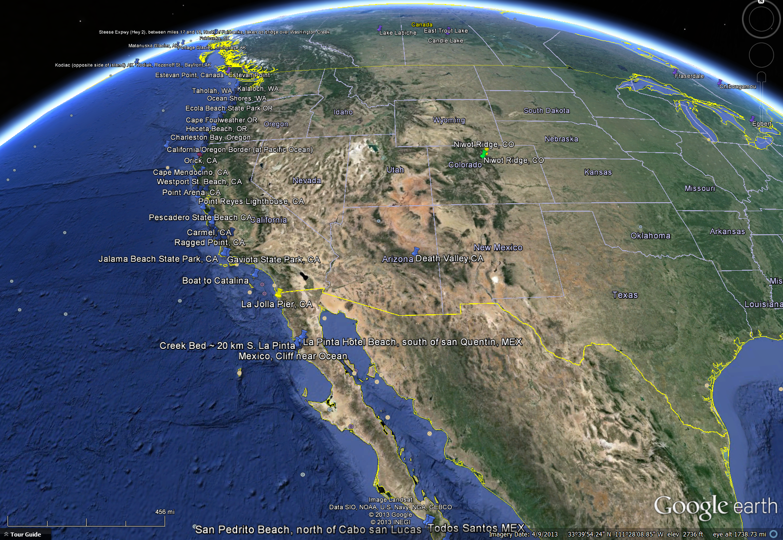 google-earth map of sites