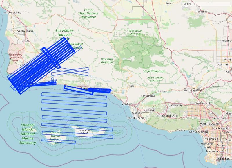 AVIRIS-NG flight lines for SHIFT in February to May 2022