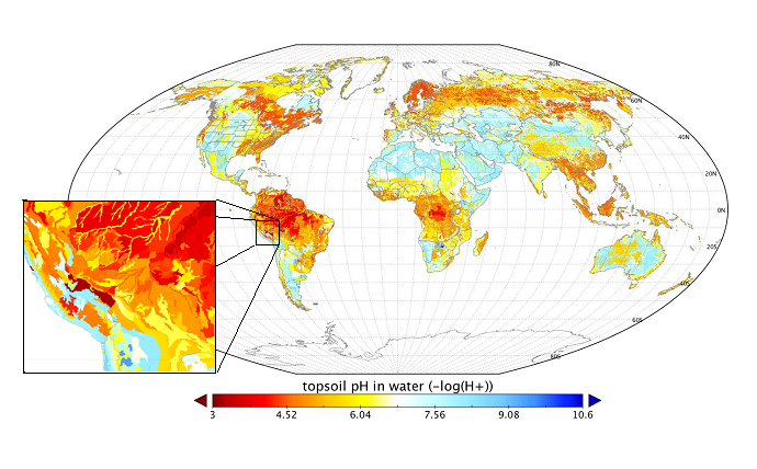 Global map of topsoil pH in water