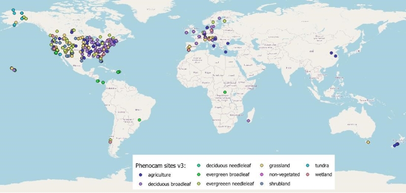 Map of PhenoCam sites