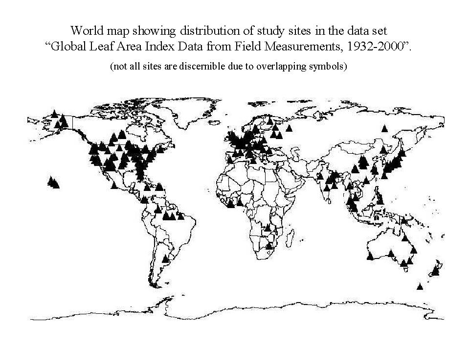World map of LAI study sites